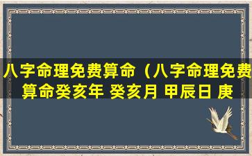 八字命理免费算命（八字命理免费算命癸亥年 癸亥月 甲辰日 庚午时）